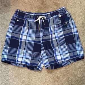 NEW Polo Ralph Lauren Blue Plaid Swim Trunks